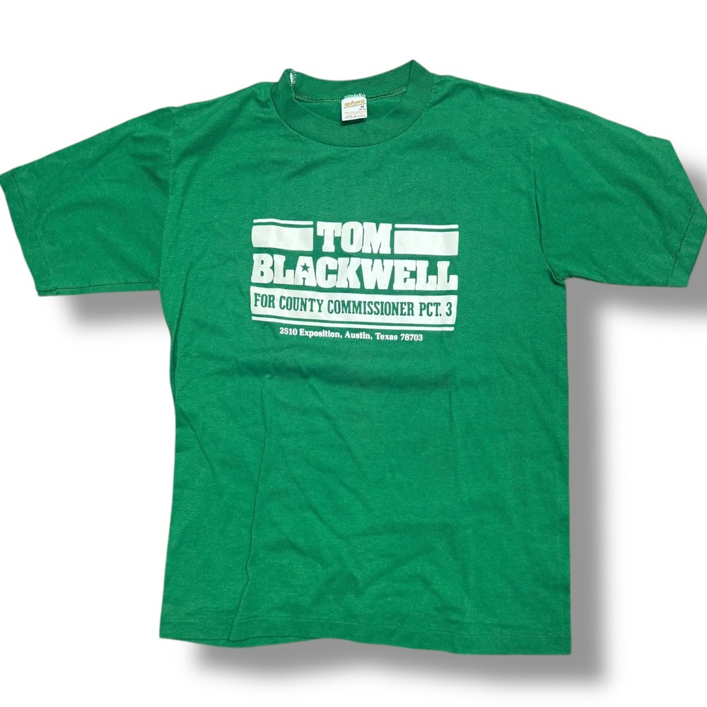 VTG 80s Sportswear Tom‎ Blackwell County Commissioner Campaign T-Shirt Green M
